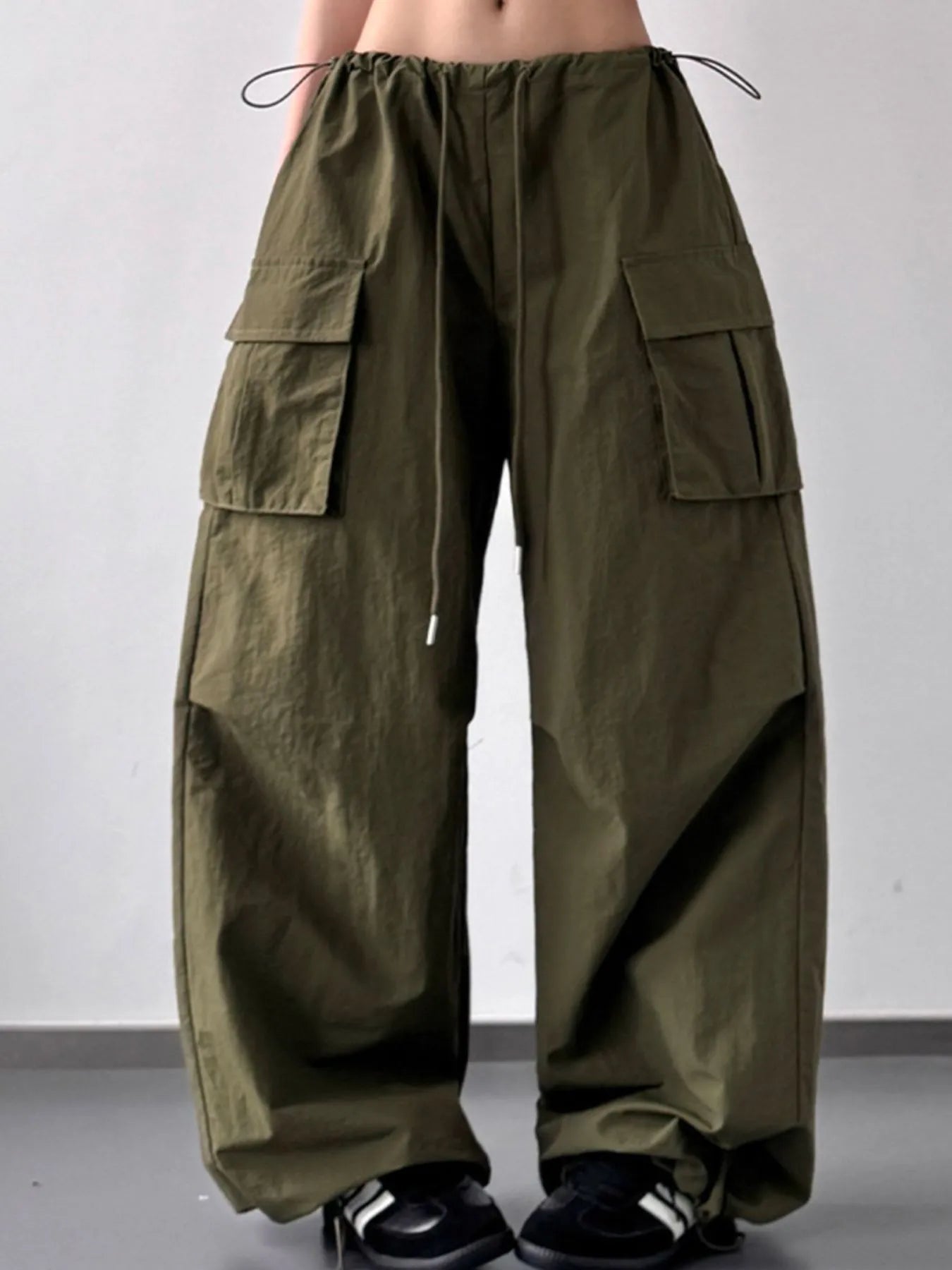 Drawstring Wide Leg Cargo Pants - Grace Beauty H&C 
