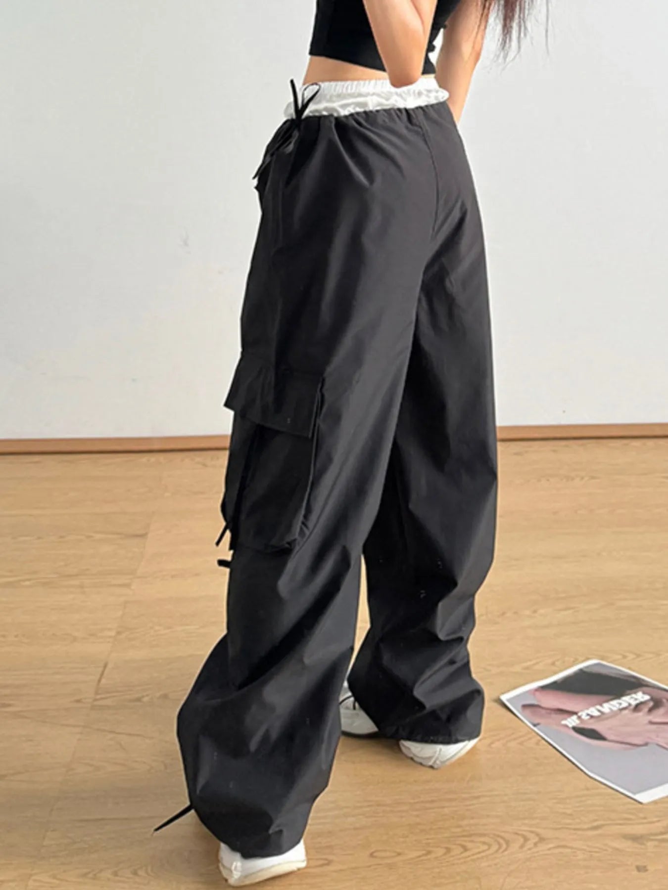 Bow Elastic Waist Cargo Pants - Grace Beauty H&C 