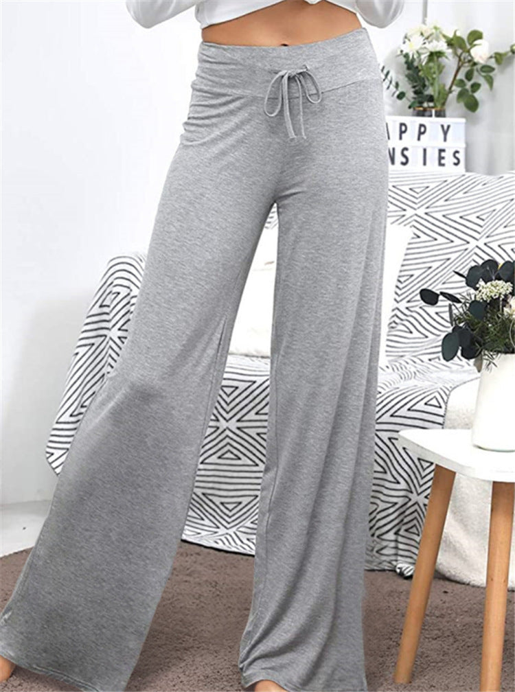 Wide Leg High Waist Elastic Band Casual Pants - Grace Beauty H&C 
