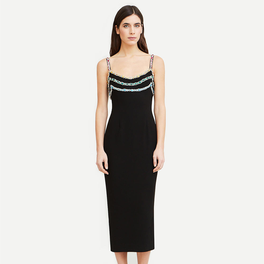 Rhinestone Sling Temperament Party Dress - Grace Beauty H&C 