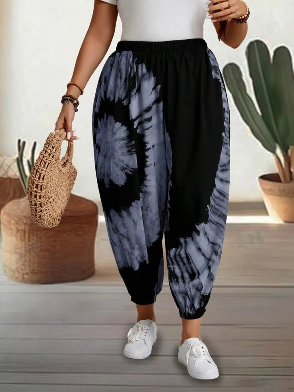 Tie-Dye Elastic Waist Pants - Grace Beauty H&C 