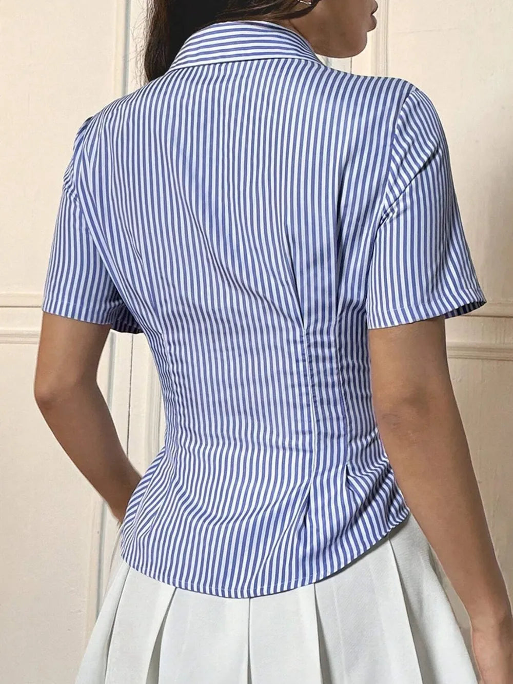 Button Down Short Sleeve Shirt - Grace Beauty H&C 