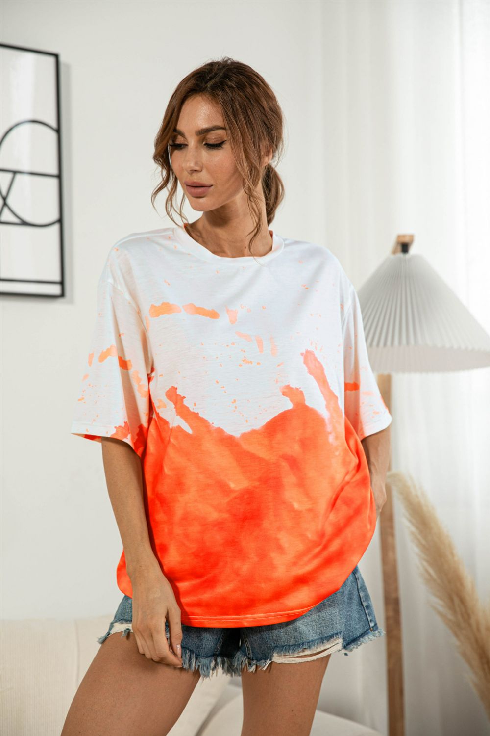 Tie-Dye Round Neck Tee Shirt - Grace Beauty H&C 