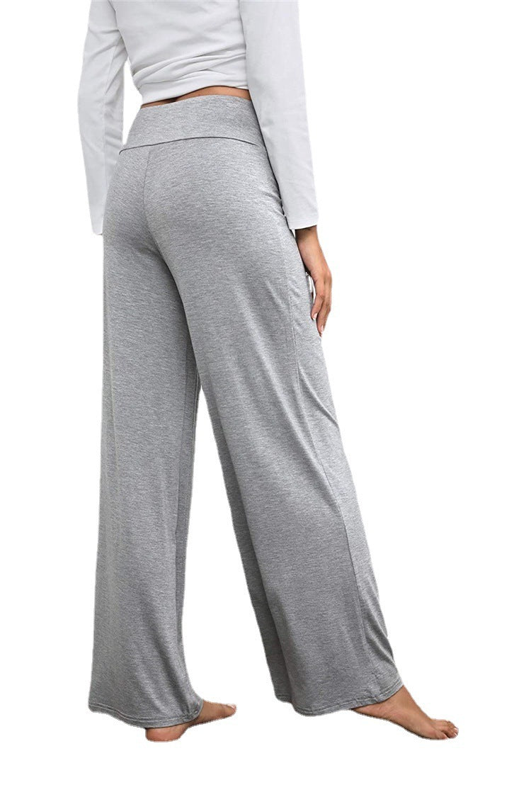 Wide Leg High Waist Elastic Band Casual Pants - Grace Beauty H&C 
