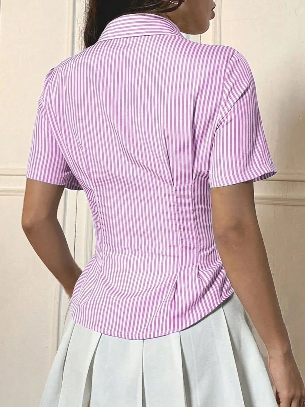 Button Down Short Sleeve Shirt - Grace Beauty H&C 