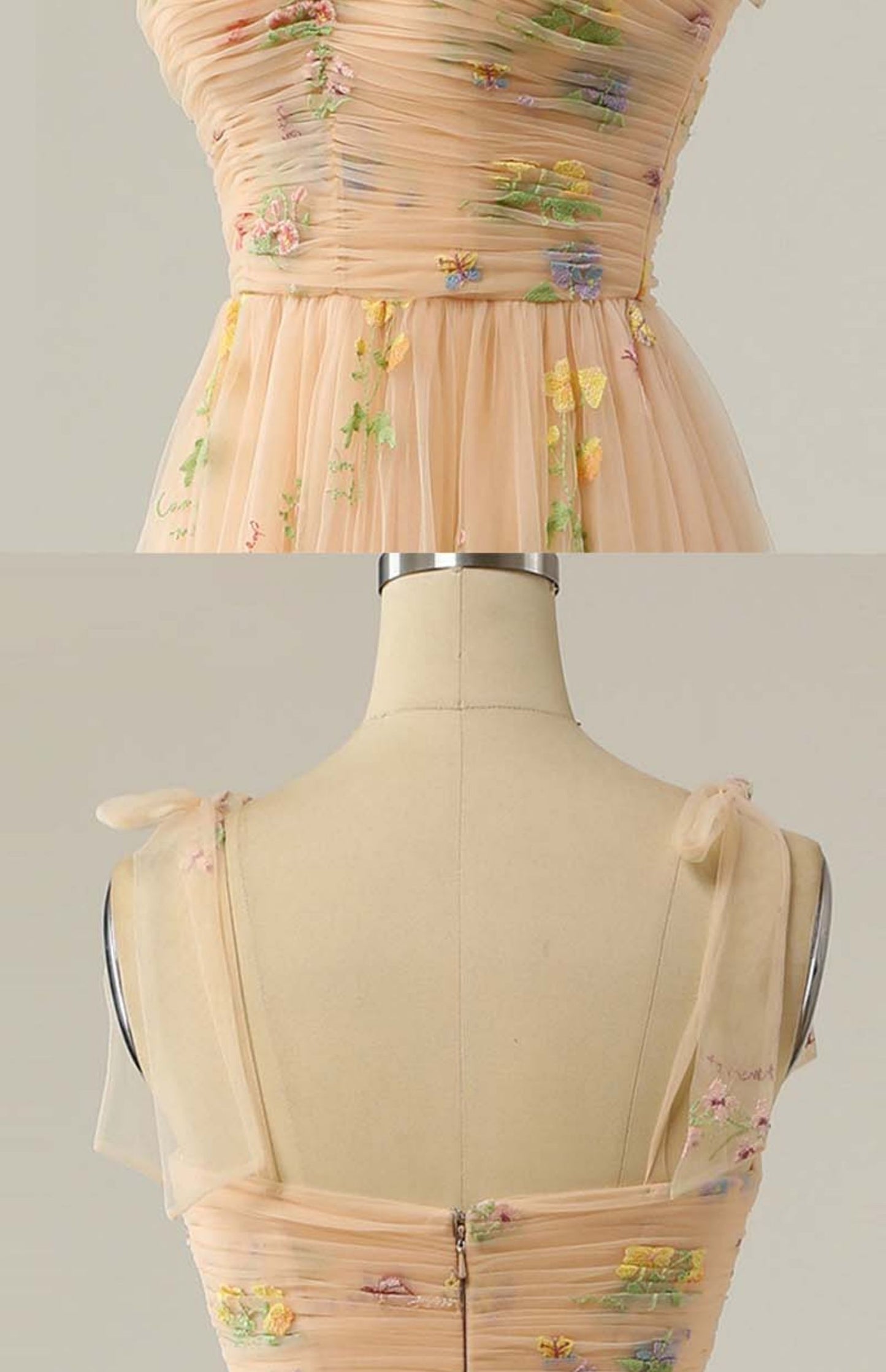 Long Niche Strap Embroidered Heavy Work Floral Dress - Grace Beauty H&C 