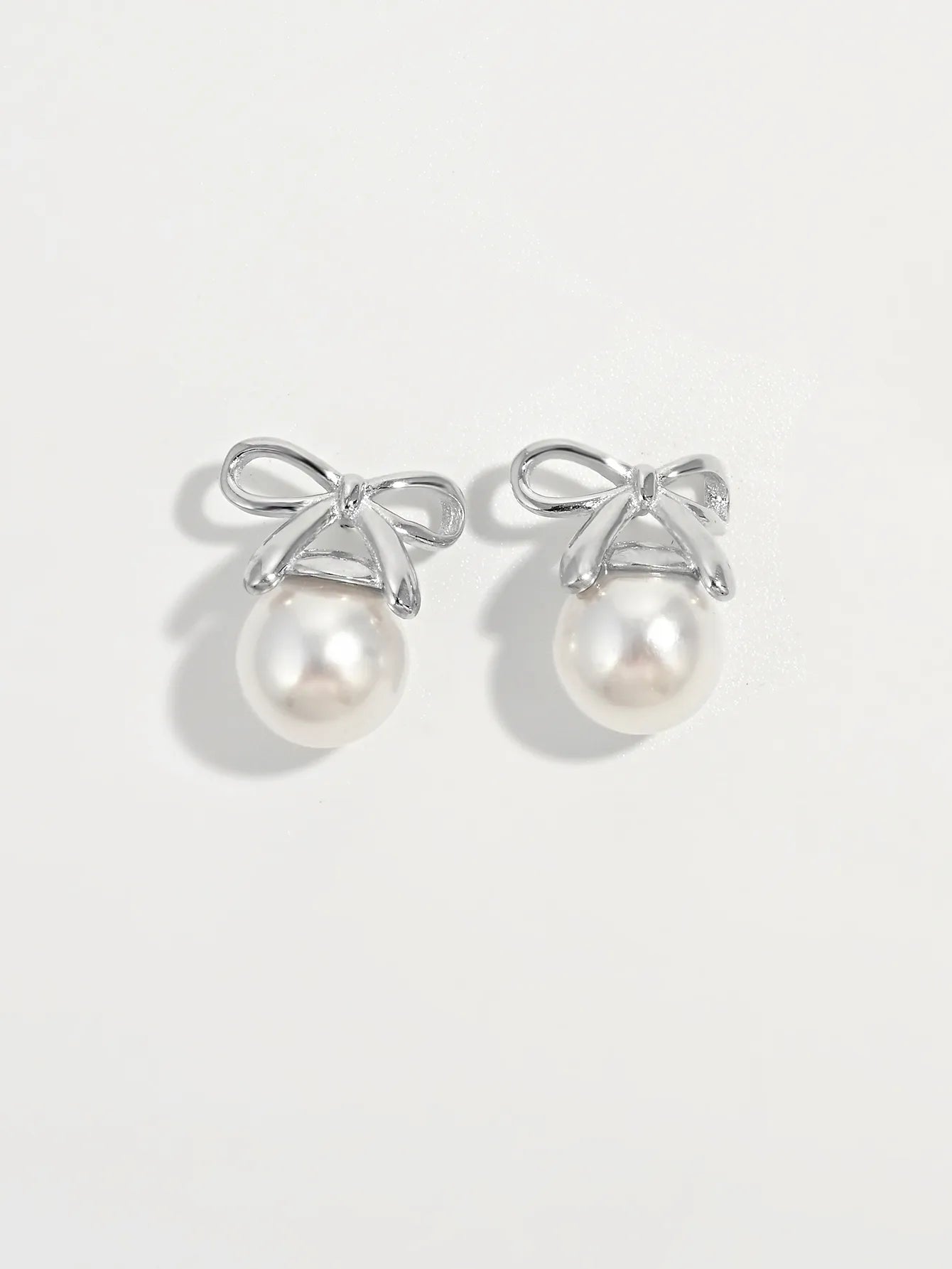 925 Sterling Silver Pearl Bow Earrings - Grace Beauty H&C 