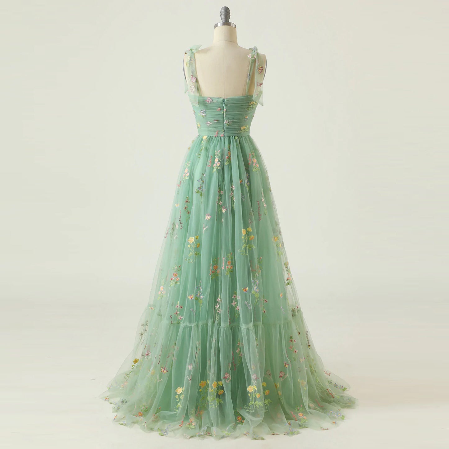 Long Niche Strap Embroidered Heavy Work Floral Dress - Grace Beauty H&C 