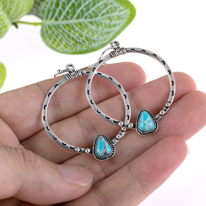 Artificial Turquoise Drop Earrings – Elegant Boho Jewelry for Women - Grace Beauty H&C 