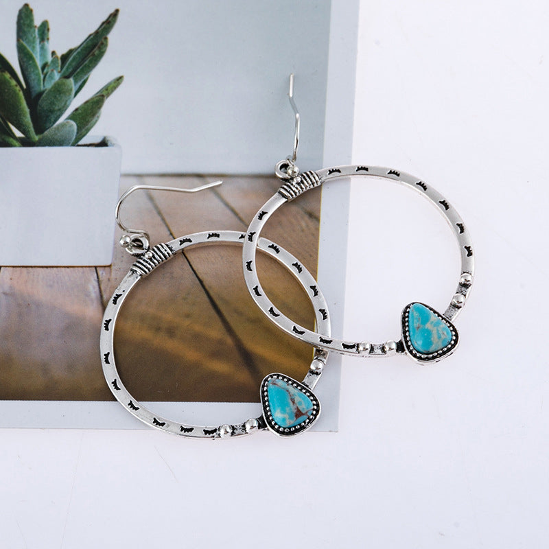 Artificial Turquoise Drop Earrings – Elegant Boho Jewelry for Women - Grace Beauty H&C 