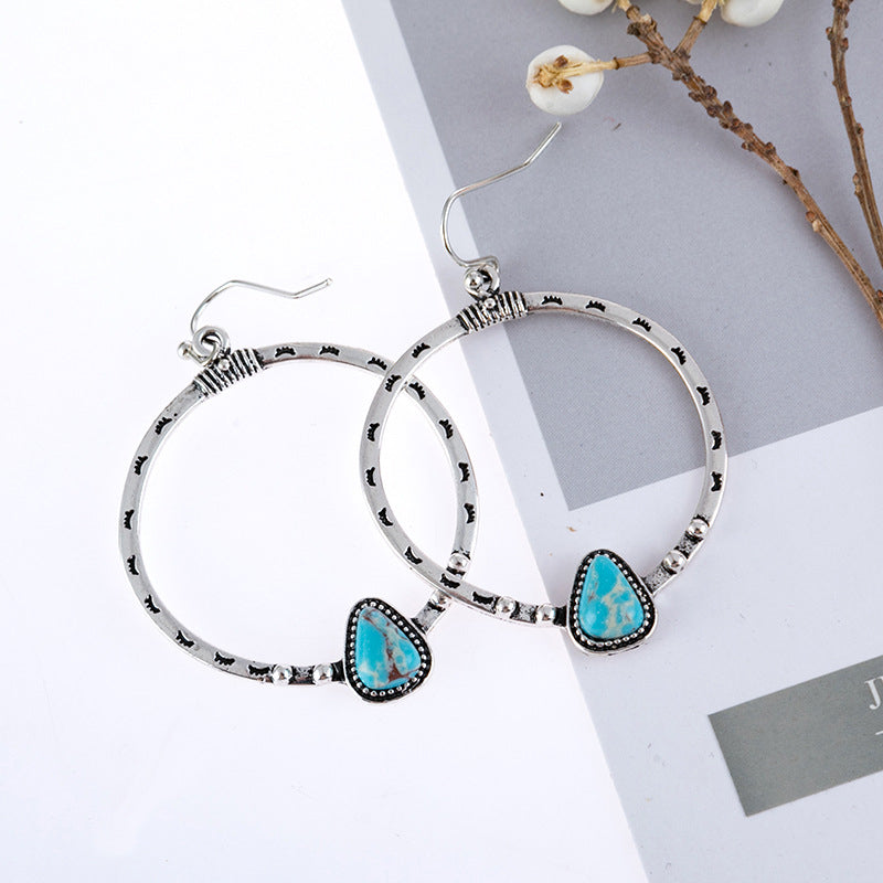 Artificial Turquoise Drop Earrings – Elegant Boho Jewelry for Women - Grace Beauty H&C 