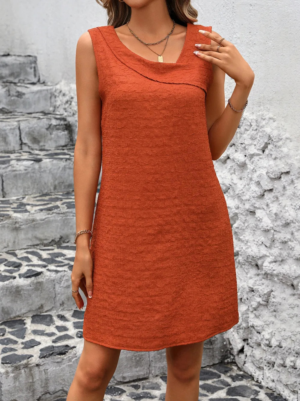 Asymmetrical Neck Mini Dress – Sleeveless Bodycon Style - Grace Beauty H&C 