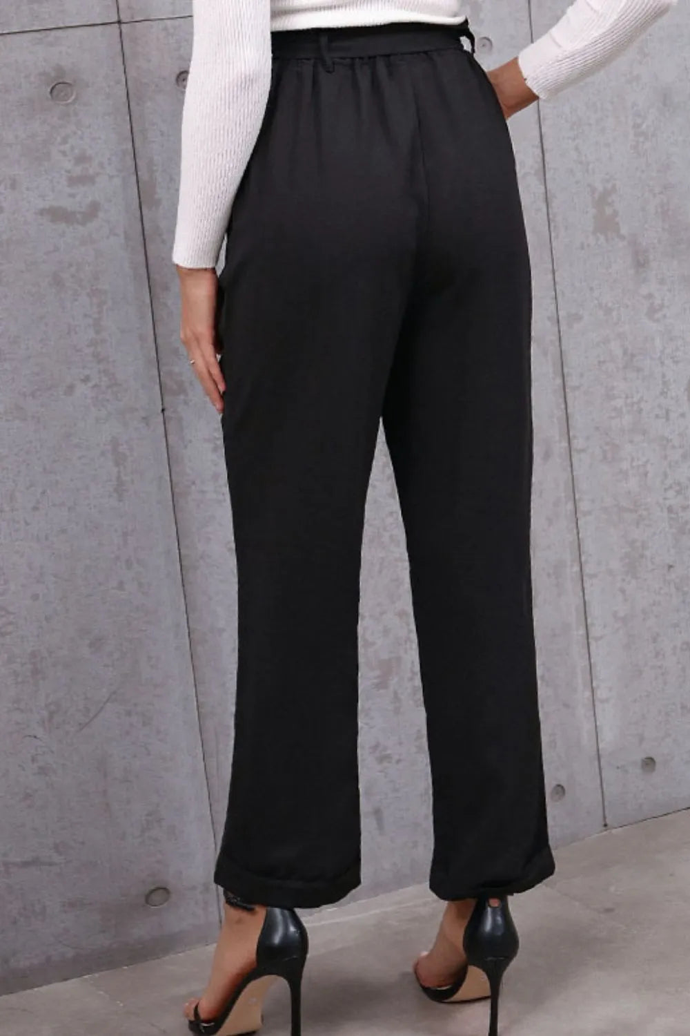 Belted Paperbag Waist Pants - Grace Beauty H&C 