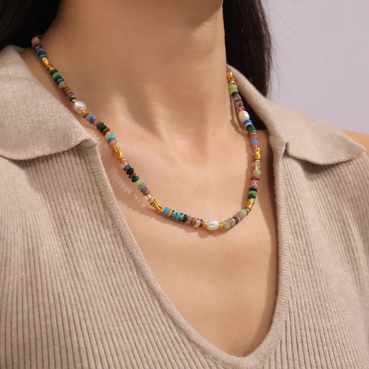 Bohemian Natural Stone Pearl Beaded Jewelry Set - Grace Beauty H&C 