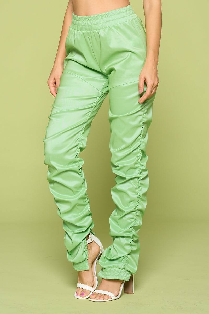 Leather Pu Ruched Pants - Grace Beauty H&C 