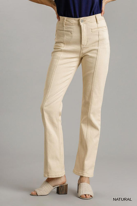 Panel Straight Cut Denim Jeans With Pockets - Grace Beauty H&C 
