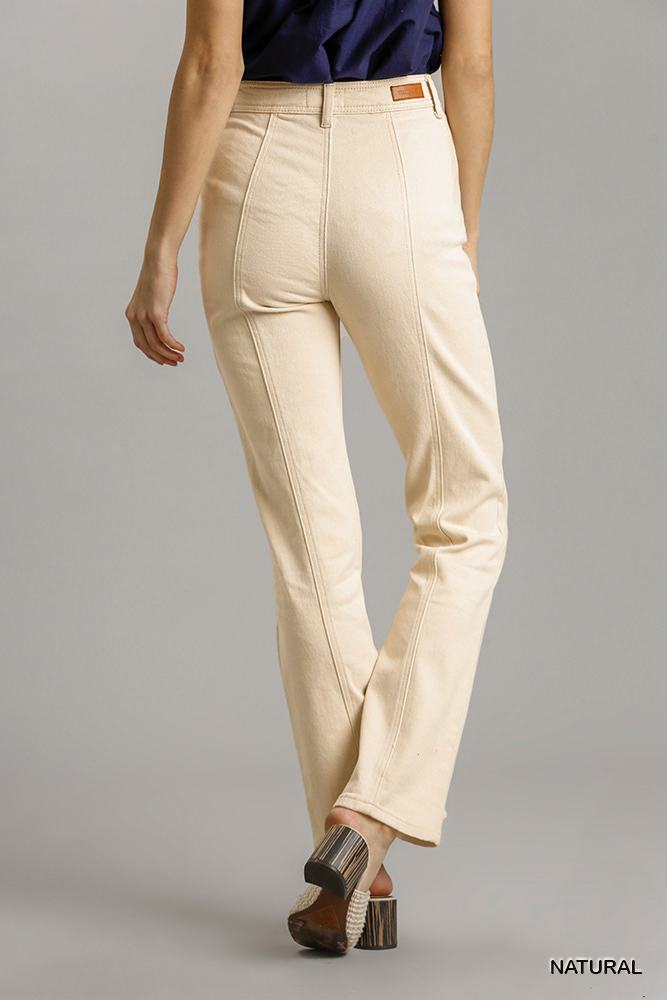 Panel Straight Cut Denim Jeans With Pockets - Grace Beauty H&C 