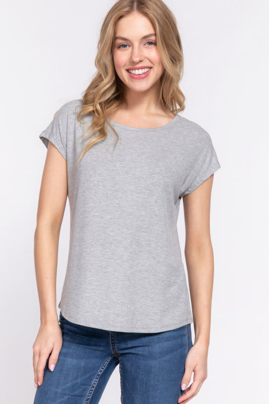 Short Dolman Slv Rib Knit Top - Grace Beauty H&C 