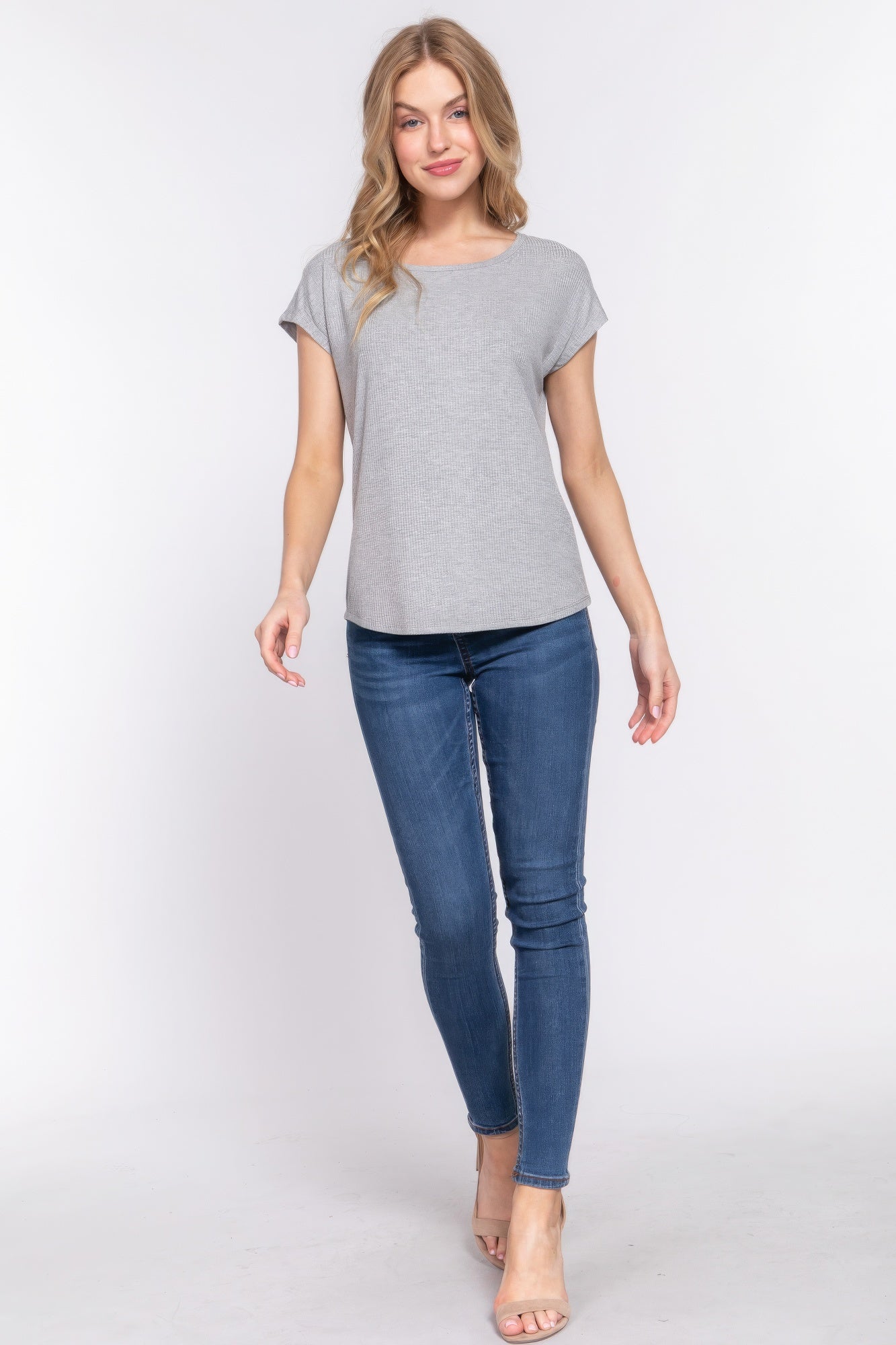 Short Dolman Slv Rib Knit Top - Grace Beauty H&C 