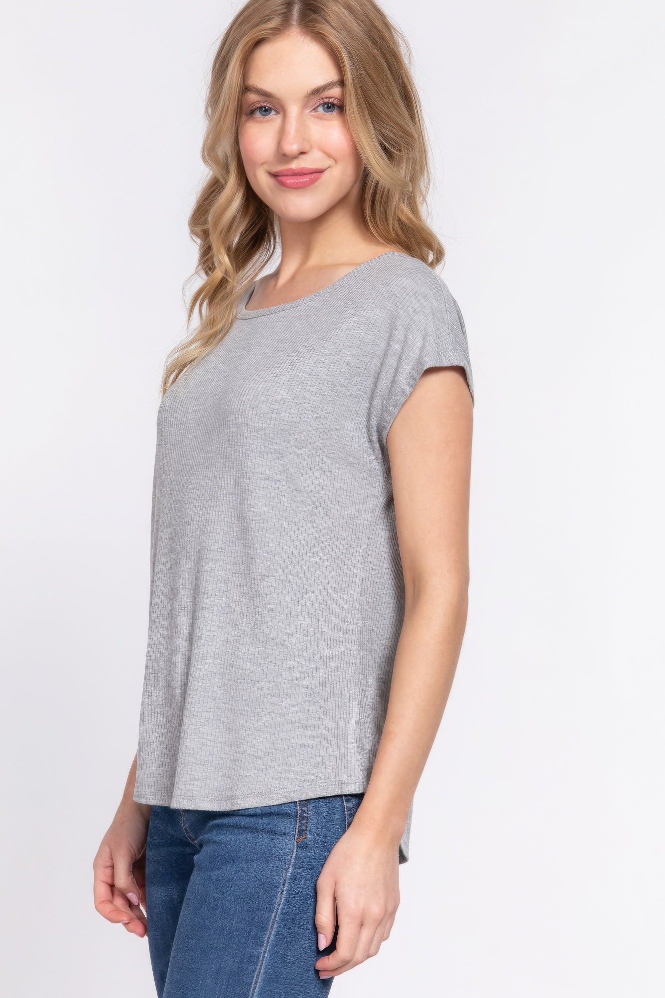Short Dolman Slv Rib Knit Top - Grace Beauty H&C 