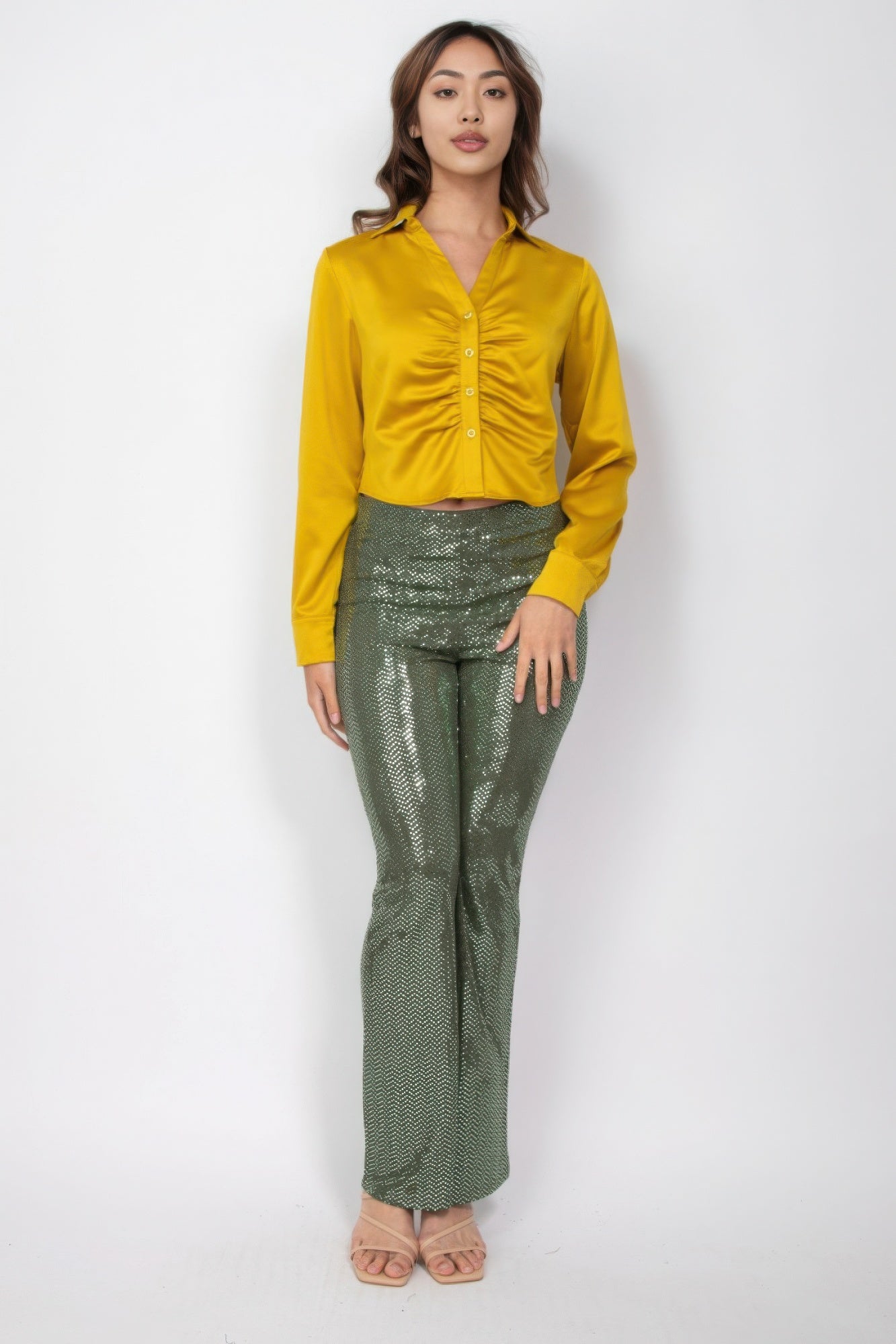 Sequined Fit & Flare Midrise Pants - Grace Beauty H&C 