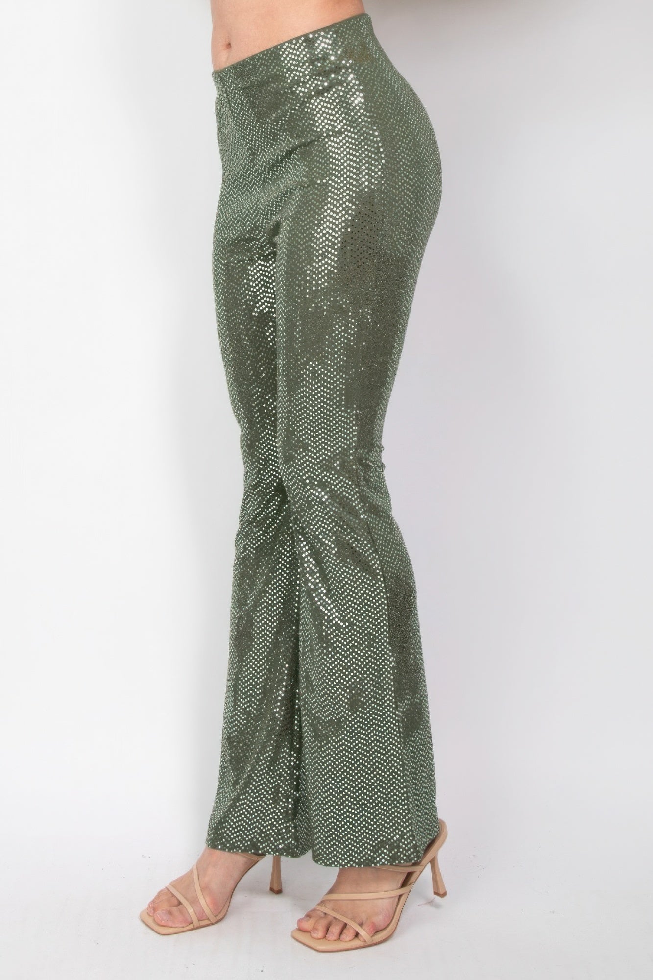 Sequined Fit & Flare Midrise Pants - Grace Beauty H&C 