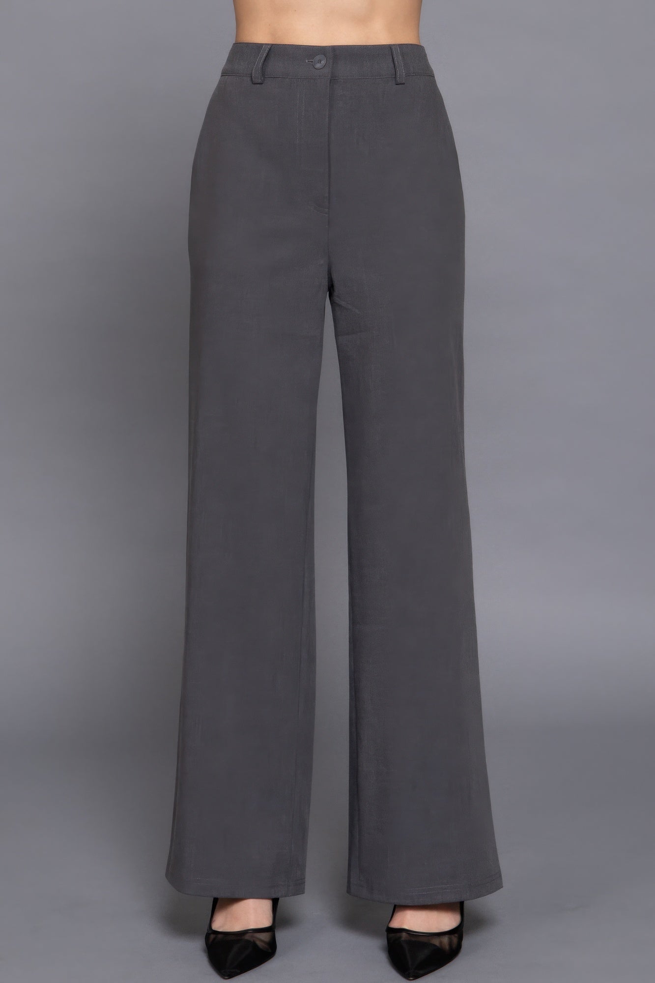 Back elastic straight woven long pants - Grace Beauty H&C 
