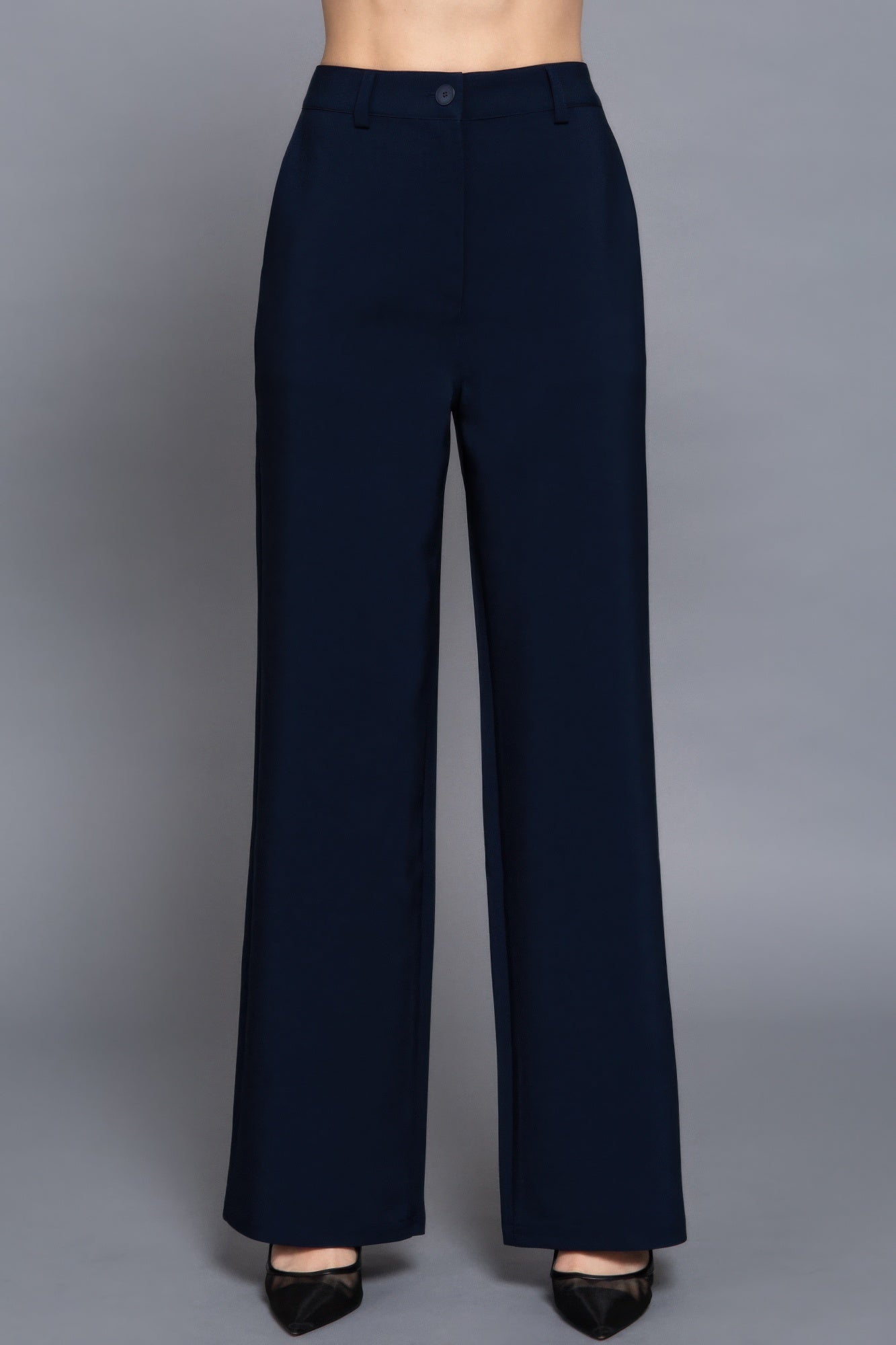 Back elastic straight woven long pants - Grace Beauty H&C 