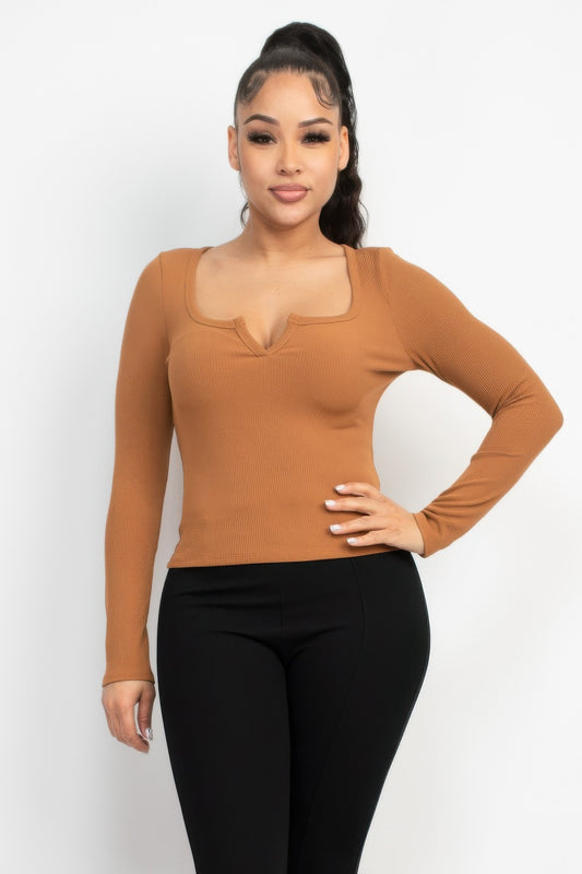 Solid V-collared Neck Top - Grace Beauty H&C 