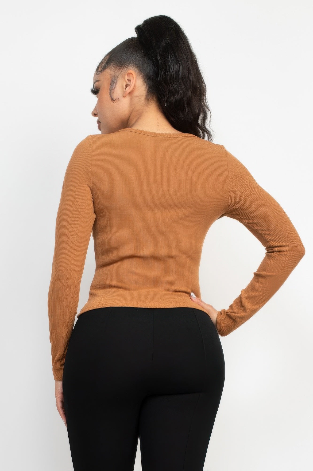 Solid V-collared Neck Top - Grace Beauty H&C 