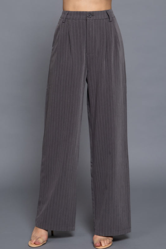 Pin Stripe Woven Straight Pants - Grace Beauty H&C 