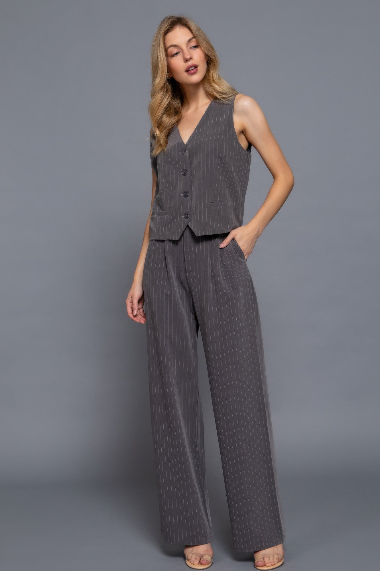 Pin Stripe Woven Straight Pants - Grace Beauty H&C 