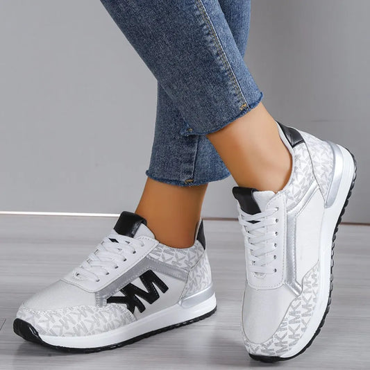 Contrast Lace Up Round Toe Sneakers - Grace Beauty H&C 