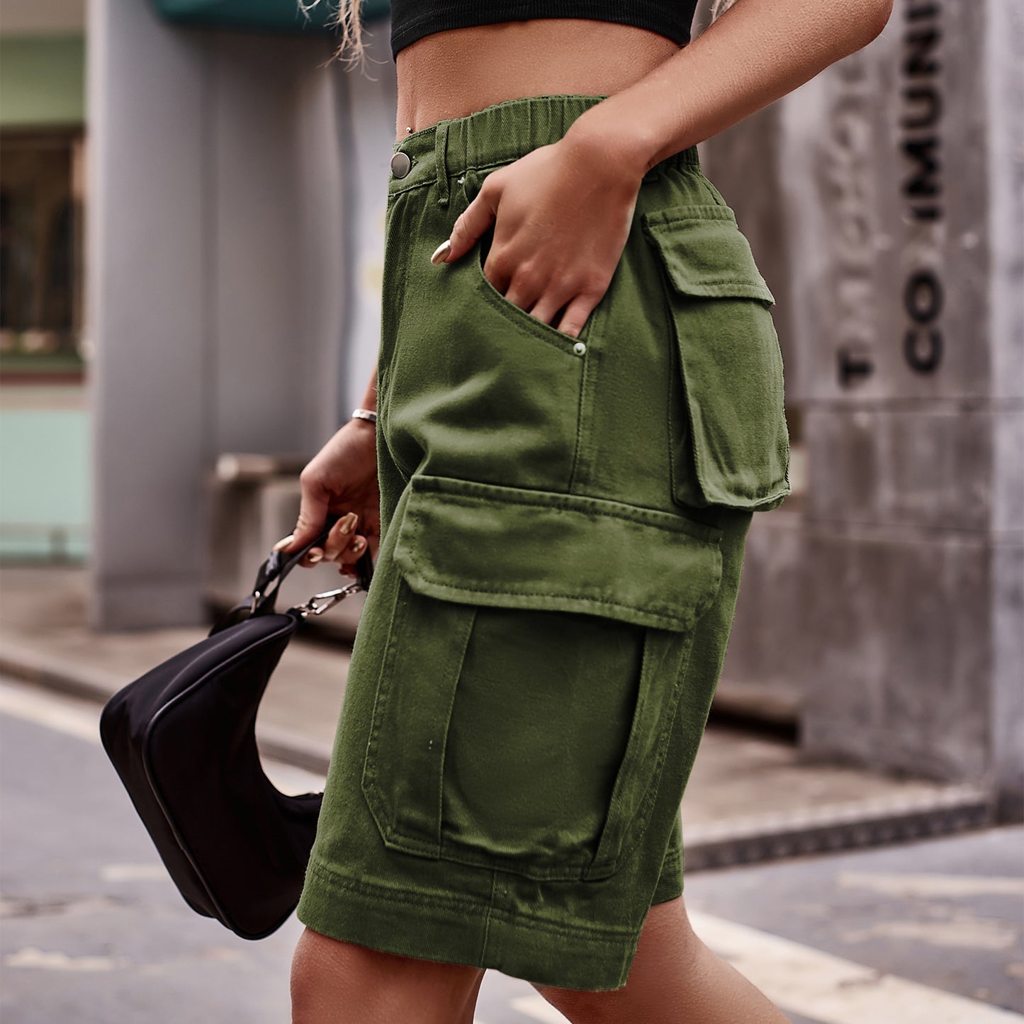 Denim Cargo Shorts with Pockets - Grace Beauty H&C 