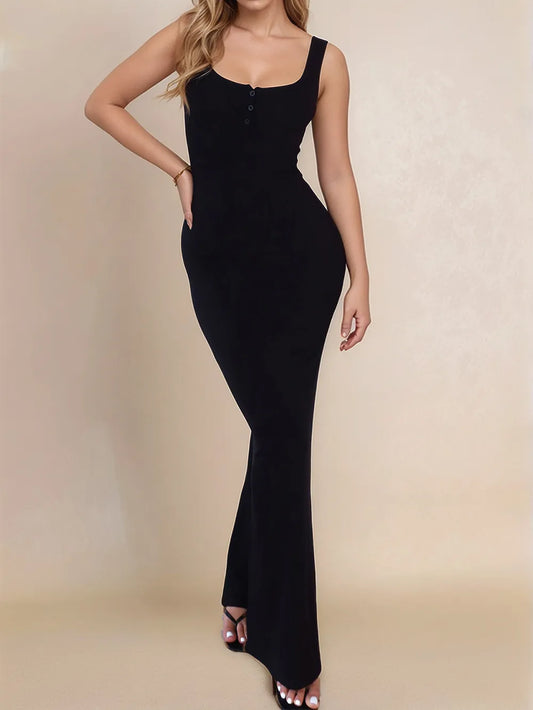 Devine Side Slit Wide Strap Maxi Dress - Grace Beauty H&C 