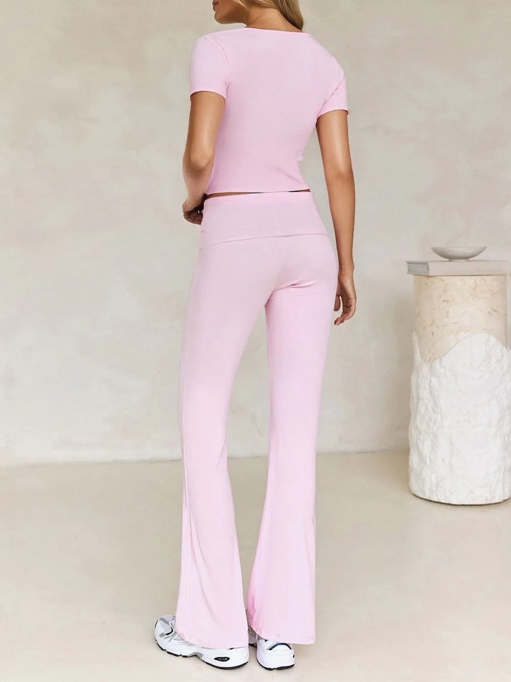 Devine V-Neck Top and Bootcut Leggings Set - Grace Beauty H&C 