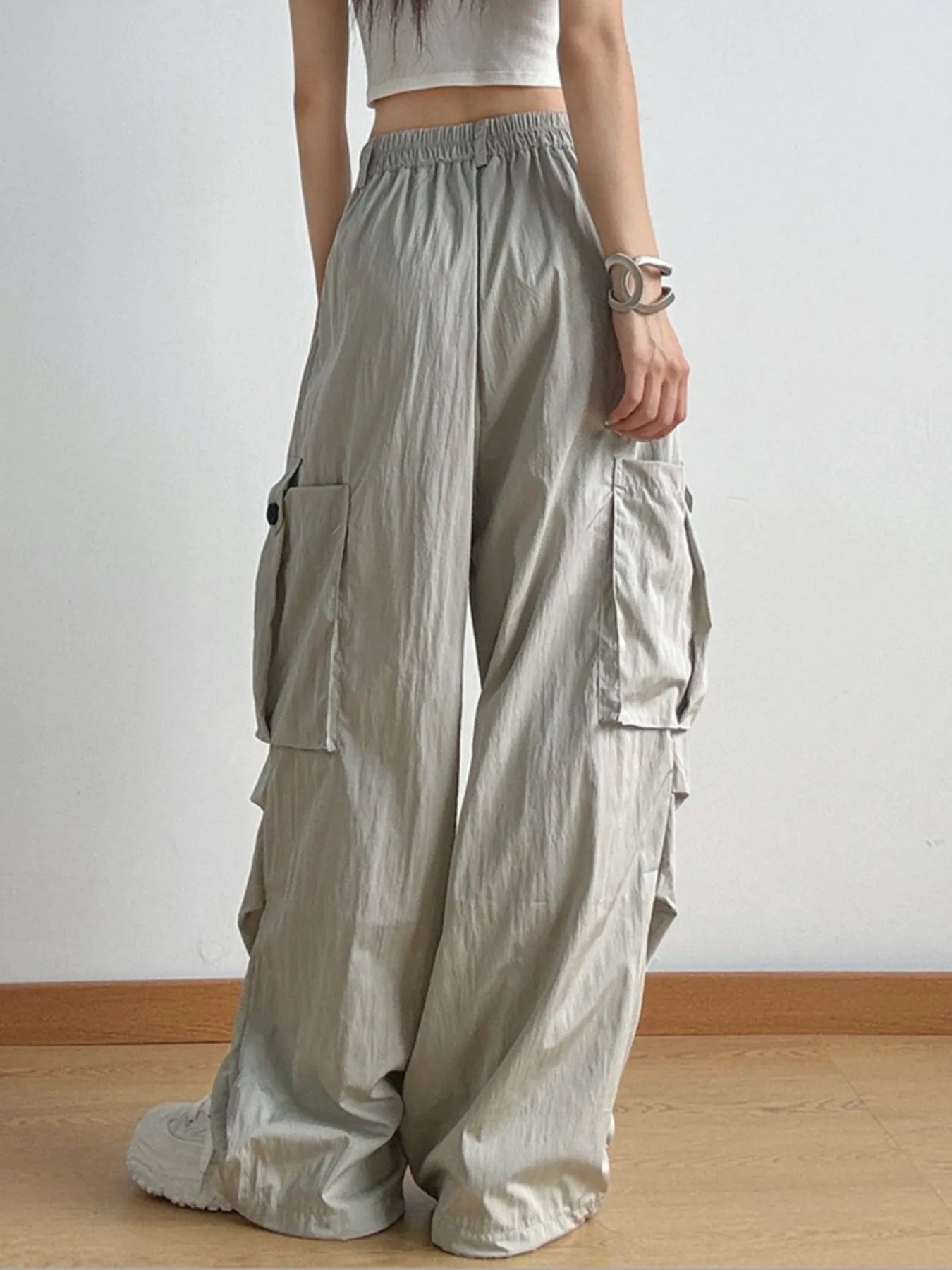 Drawstring Wide Leg Cargo Pants - Grace Beauty H&C 