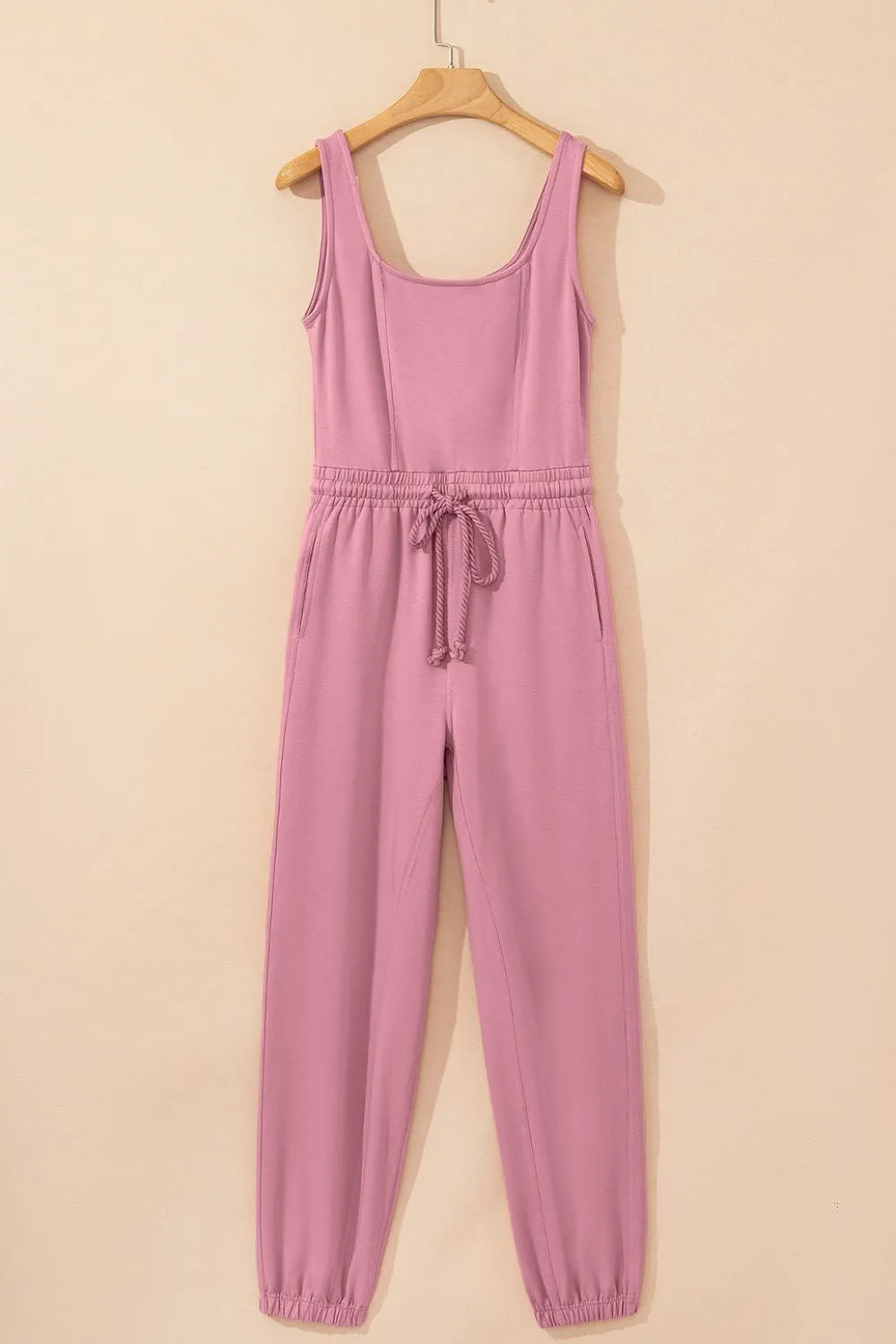 Elastic Waist Sleeveless Square Neck Jumpsuit – Chic One-Piece Outfit - Grace Beauty H&C 