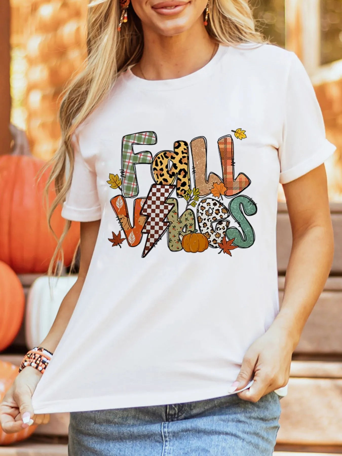 FALL VIBES Cotton Blend Casual T Shirt - Grace Beauty H&C 