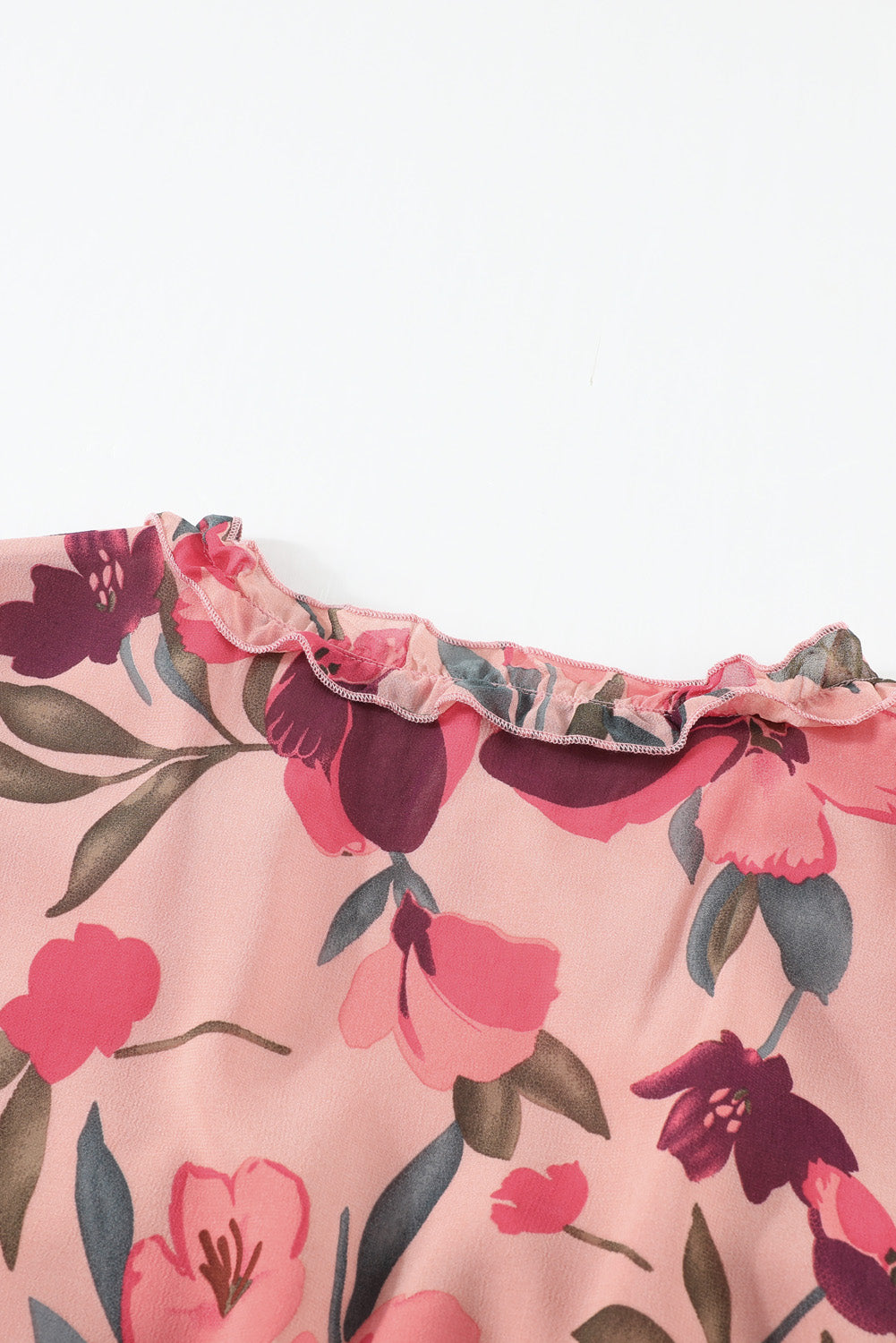Floral Frill Trim Flounce Sleeve Plunge Maxi Dress - Grace Beauty H&C 