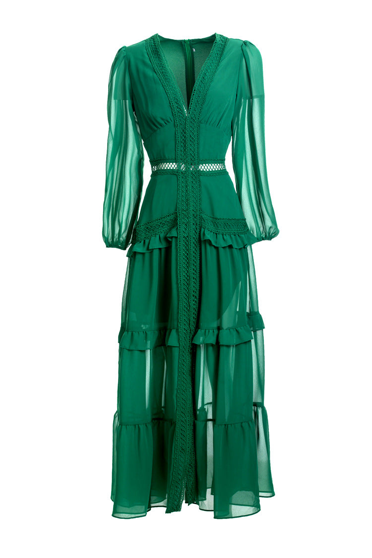 French fashion solid colour long dress - Grace Beauty H&C 