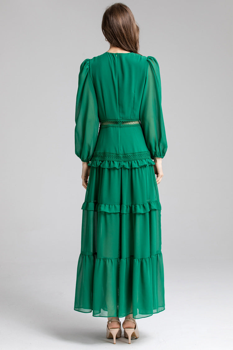 French fashion solid colour long dress - Grace Beauty H&C 