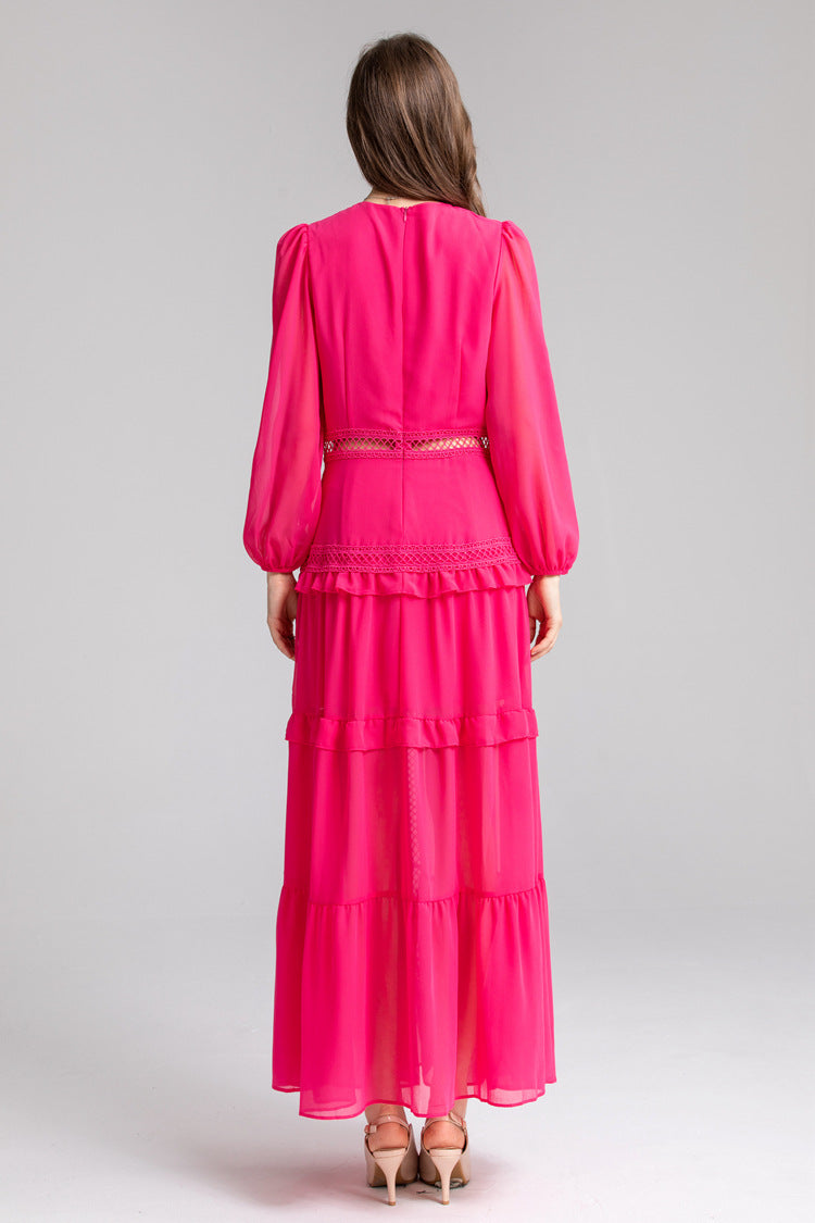 French fashion solid colour long dress - Grace Beauty H&C 