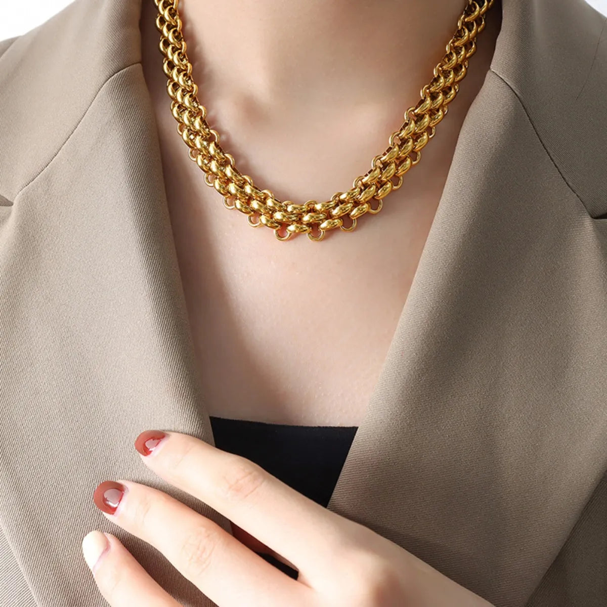 Gold Chain Link Jewelry Set with Necklace and Bracelet - Grace Beauty H&C 