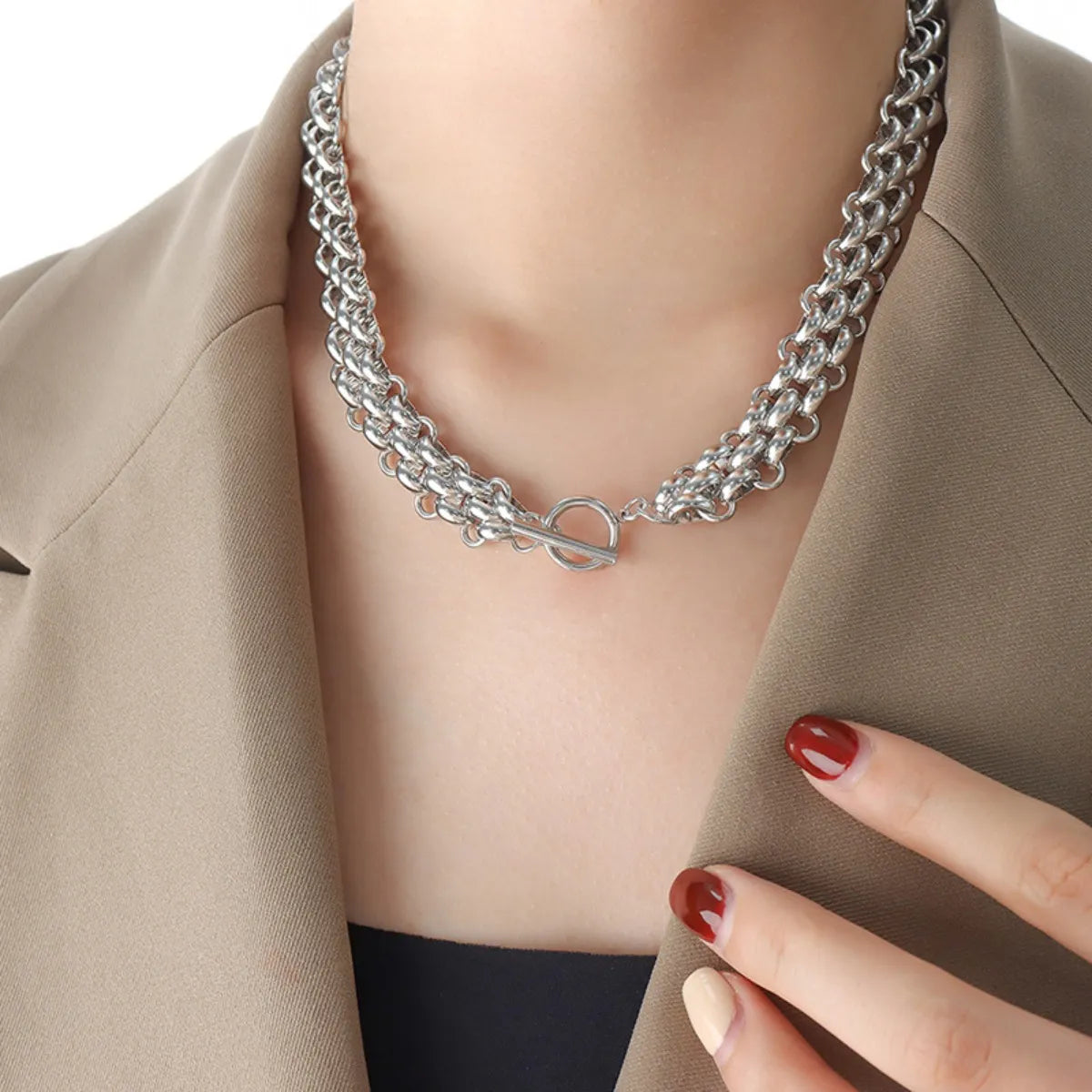 Gold Chain Link Jewelry Set with Necklace and Bracelet - Grace Beauty H&C 