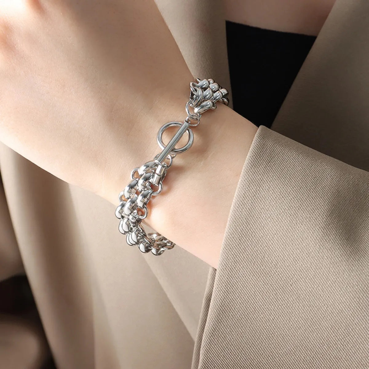 Gold Chain Link Jewelry Set with Necklace and Bracelet - Grace Beauty H&C 