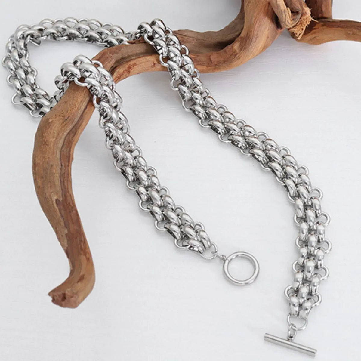 Gold Chain Link Jewelry Set with Necklace and Bracelet - Grace Beauty H&C 