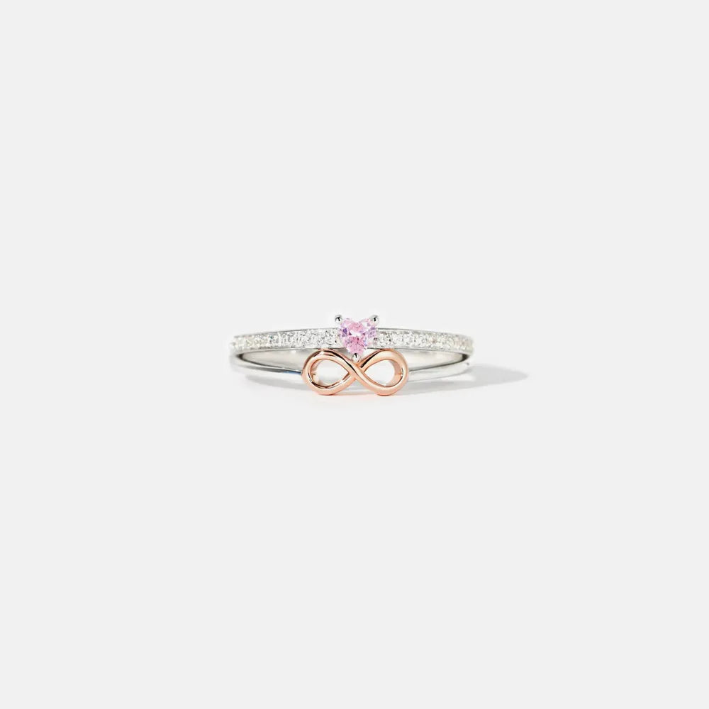 Heart Number 8 Zircon Double-Layered Ring - Grace Beauty H&C 