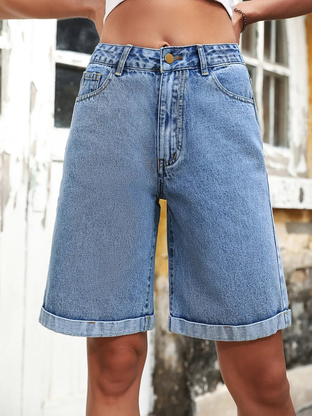 High Waist Denim Shorts - Grace Beauty H&C 