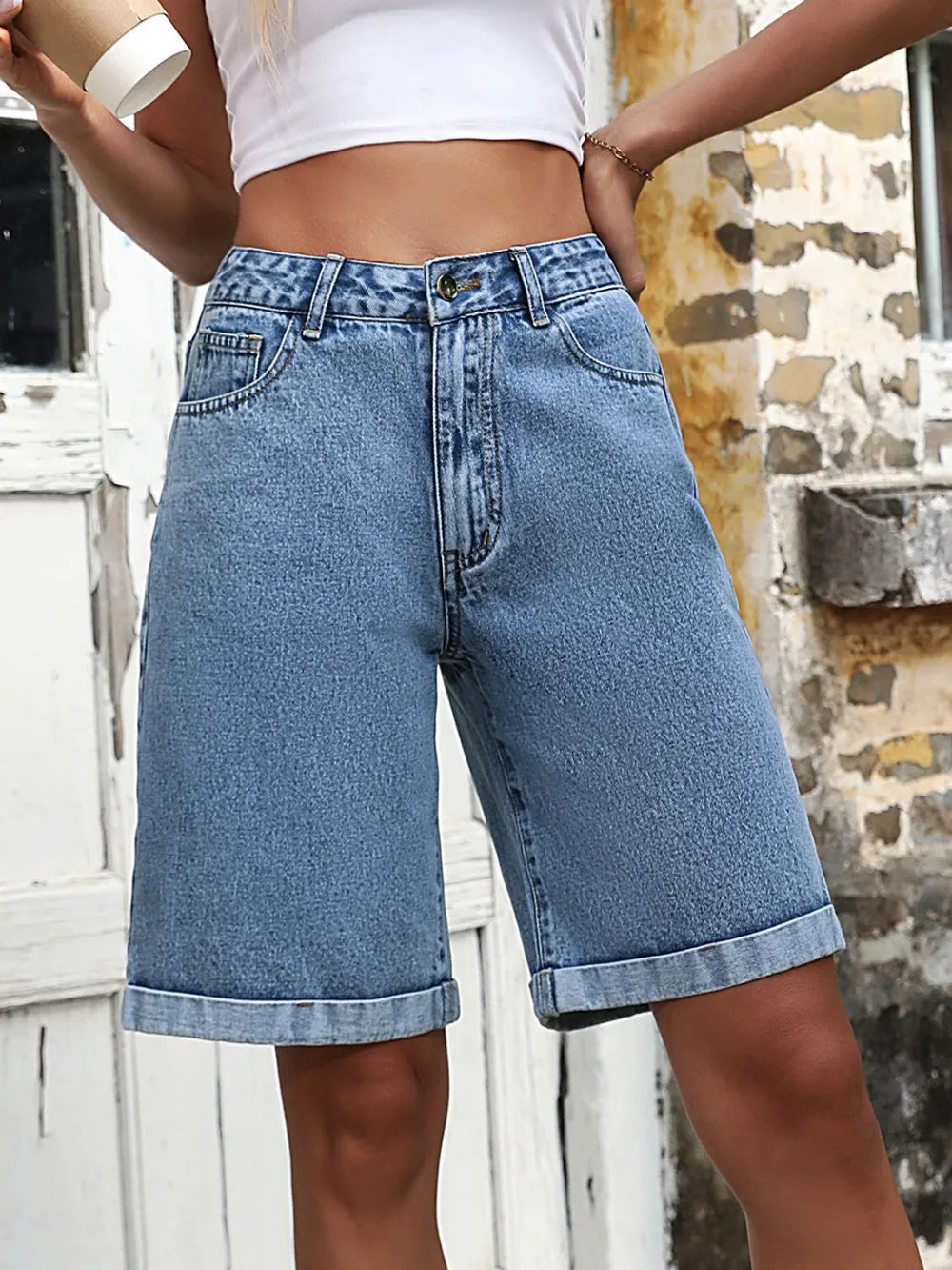 High Waist Denim Shorts - Grace Beauty H&C 